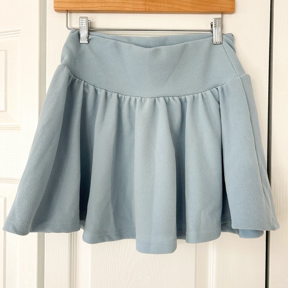 NWT SHEIN EZwear Light Blue Textured High Waist Skater Mini Skirt Size M - Picture 3 of 5
